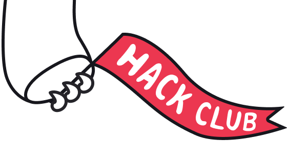 Hack Club flag illustration with a red pennant and white lettering.