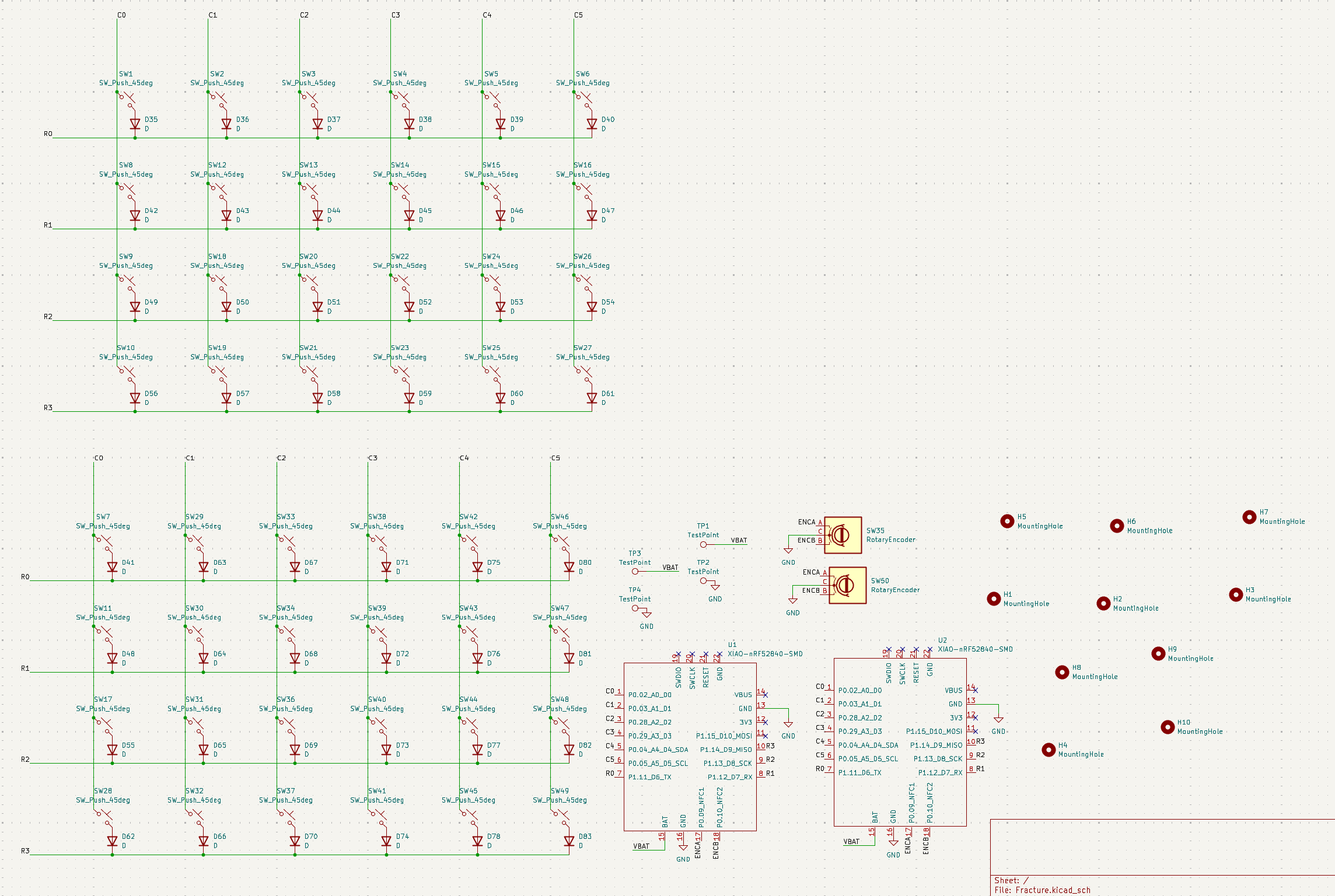 Electrical schematic for the Fracture split keyboard.