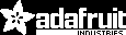 White Adafruit Industries wordmark used as an OLED library splash graphic.