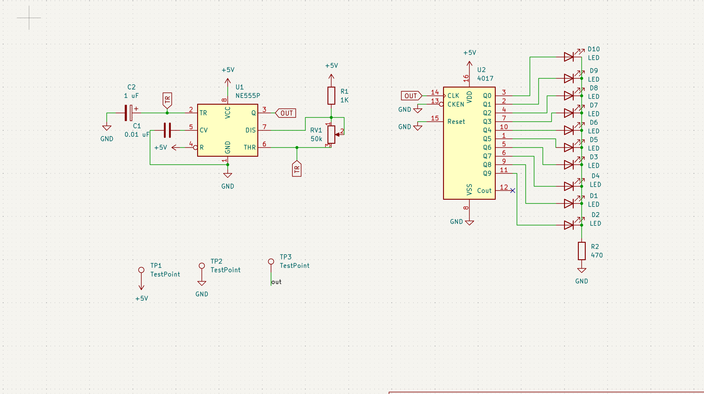 Electrical schematic for the SpiderBlink circuit.