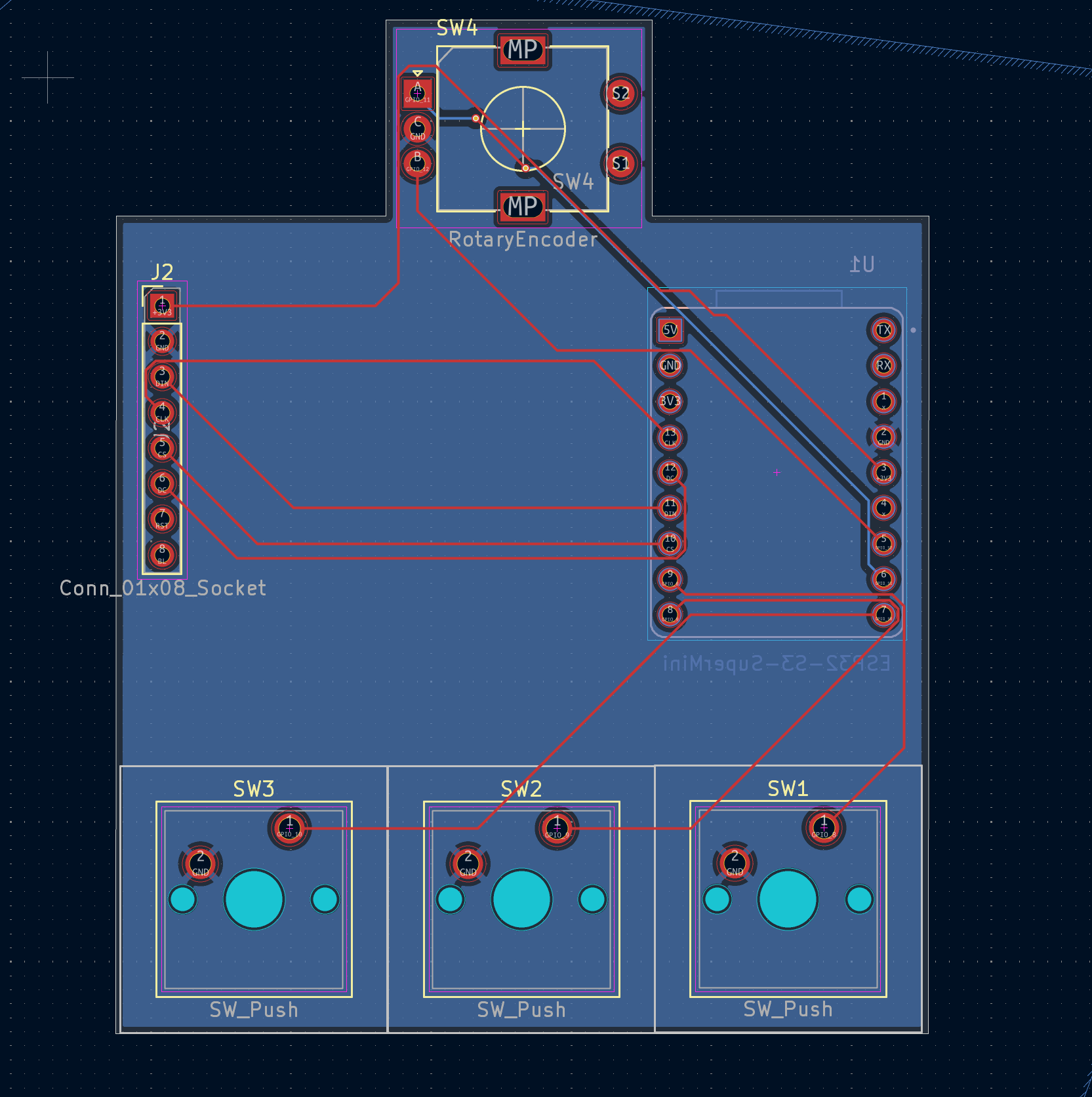 PCB layout for the Spotube music-control device.