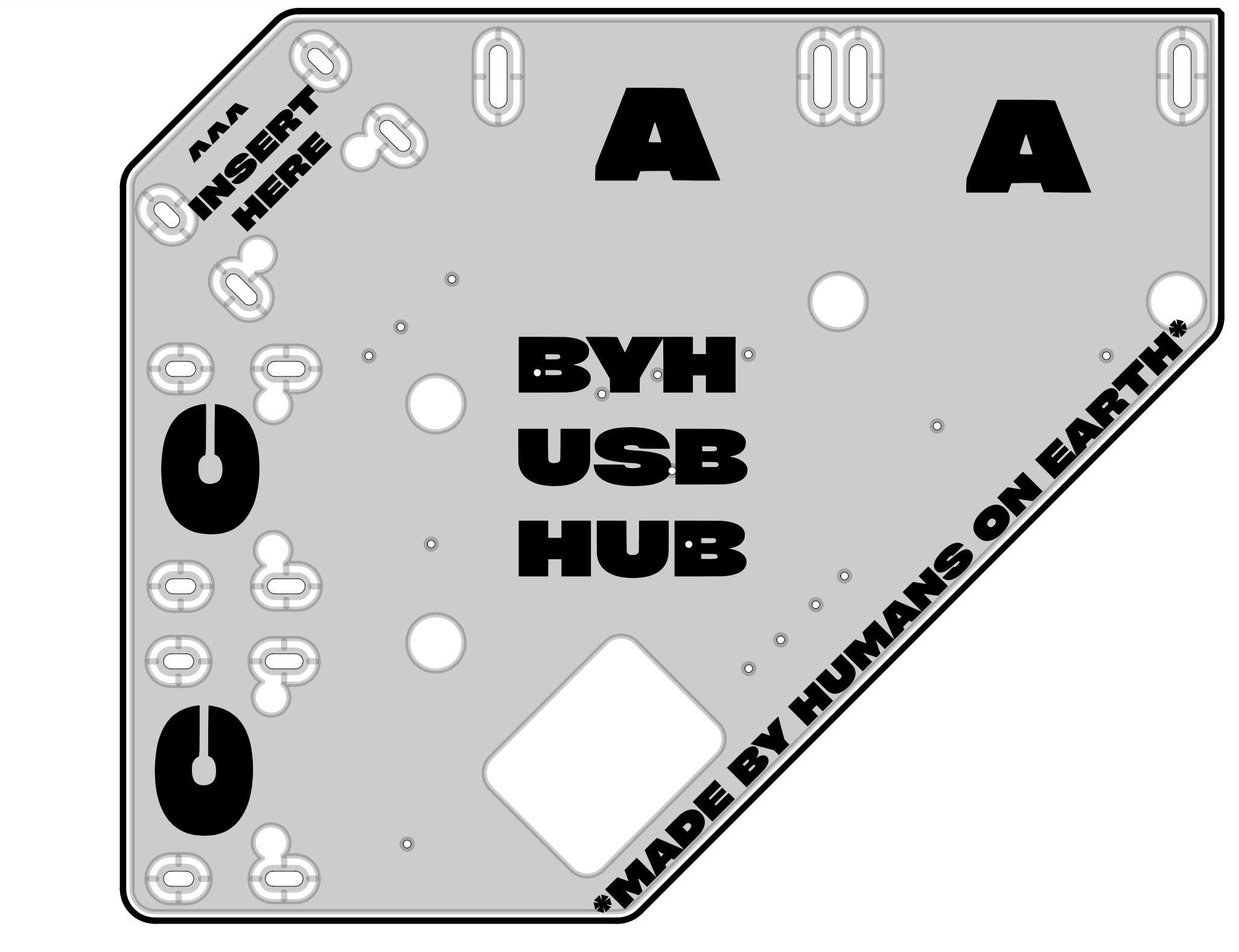 UsbHub board silkscreen design labeled BYH USB HUB, with connector and component markings.